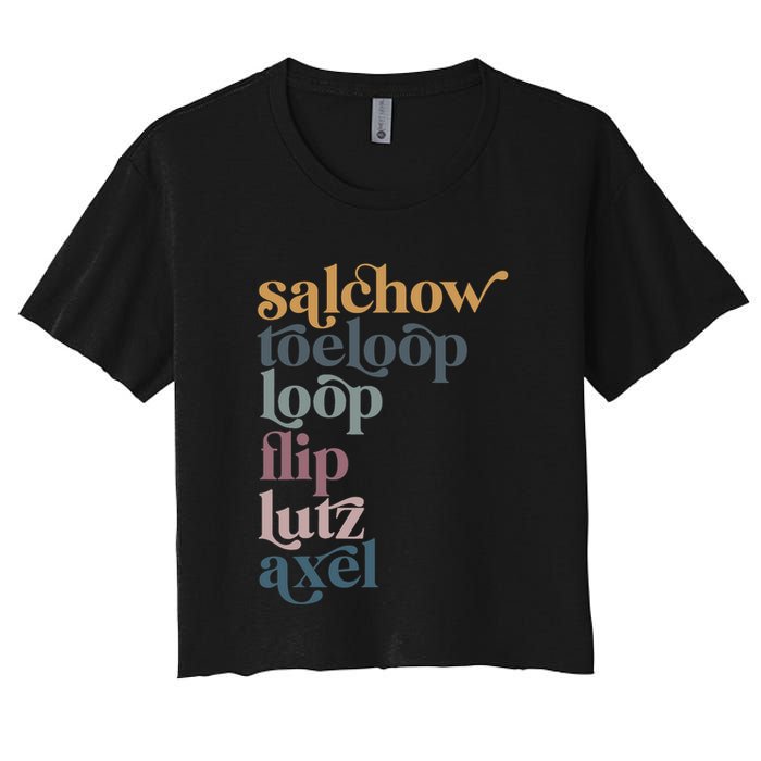 Ice Skating Salchow Toeloop Flip Lutz Axel Figure Skaters Crop Top