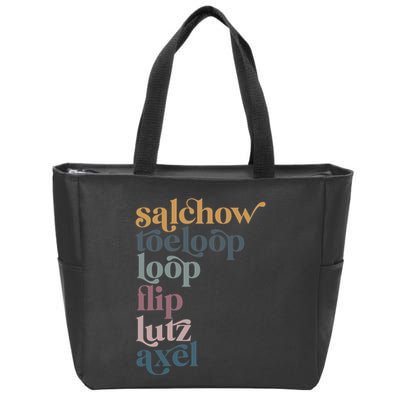 Ice Skating Salchow Toeloop Flip Lutz Axel Figure Skaters Zip Tote Bag