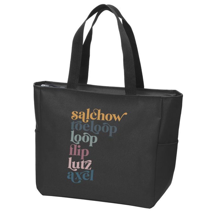 Ice Skating Salchow Toeloop Flip Lutz Axel Figure Skaters Zip Tote Bag