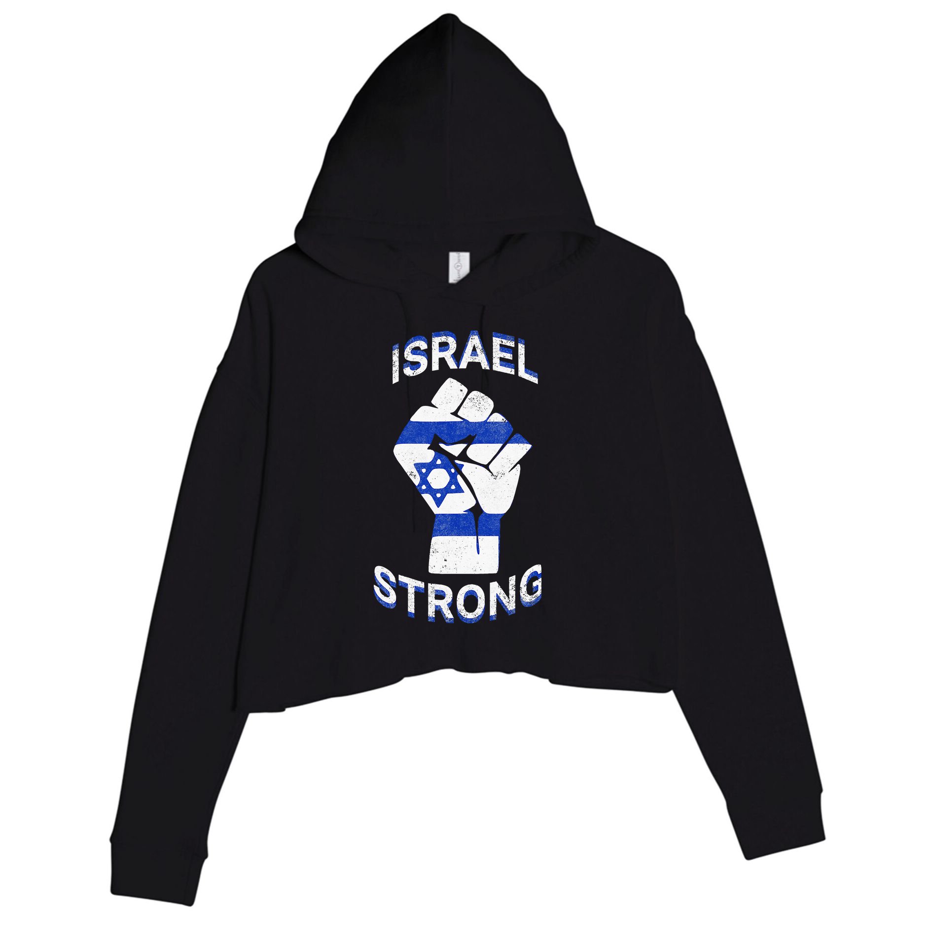 Israel Strong Support Stand With Israel Love Jewish Pride  Crop Fleece Hoodie