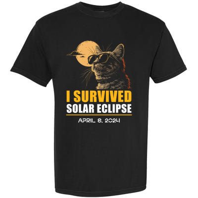 I Survived Solar Eclipse April 8 2024 Totality Funny Cat Garment-Dyed Heavyweight T-Shirt