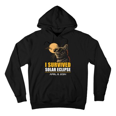 I Survived Solar Eclipse April 8 2024 Totality Funny Cat Hoodie