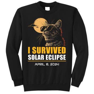 I Survived Solar Eclipse April 8 2024 Totality Funny Cat Sweatshirt