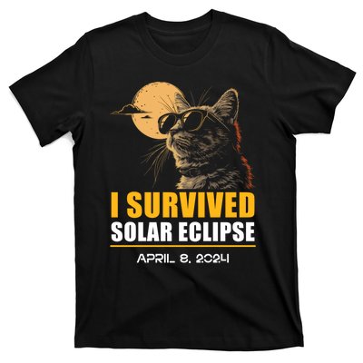 I Survived Solar Eclipse April 8 2024 Totality Funny Cat T-Shirt