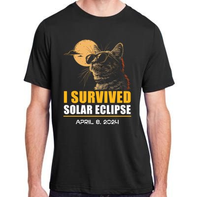 I Survived Solar Eclipse April 8 2024 Totality Funny Cat Adult ChromaSoft Performance T-Shirt