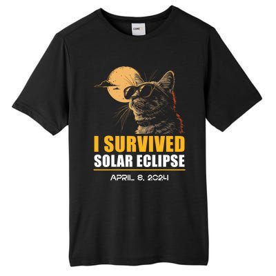 I Survived Solar Eclipse April 8 2024 Totality Funny Cat Tall Fusion ChromaSoft Performance T-Shirt