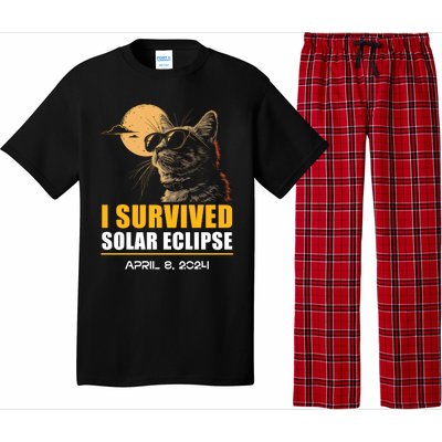 I Survived Solar Eclipse April 8 2024 Totality Funny Cat Pajama Set