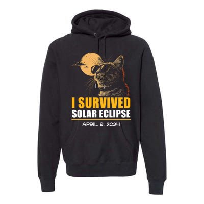 I Survived Solar Eclipse April 8 2024 Totality Funny Cat Premium Hoodie