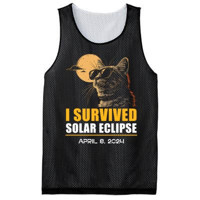 I Survived Solar Eclipse April 8 2024 Totality Funny Cat Mesh Reversible Basketball Jersey Tank