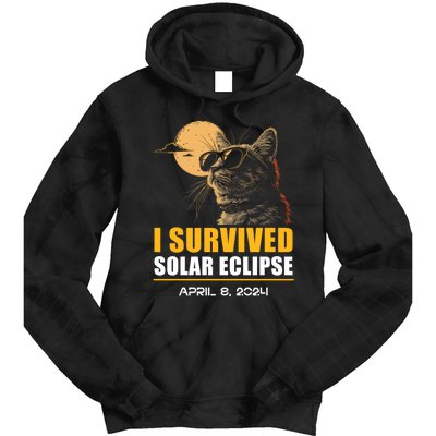 I Survived Solar Eclipse April 8 2024 Totality Funny Cat Tie Dye Hoodie