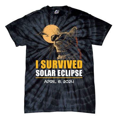 I Survived Solar Eclipse April 8 2024 Totality Funny Cat Tie-Dye T-Shirt