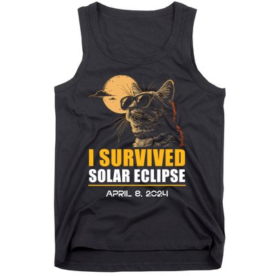 I Survived Solar Eclipse April 8 2024 Totality Funny Cat Tank Top