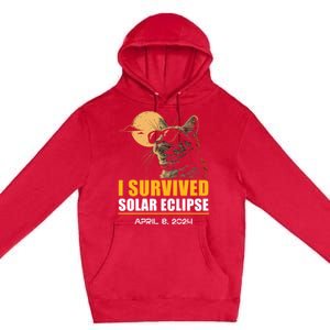 I Survived Solar Eclipse April 8 2024 Totality Funny Cat Premium Pullover Hoodie