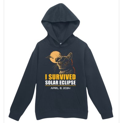 I Survived Solar Eclipse April 8 2024 Totality Funny Cat Urban Pullover Hoodie