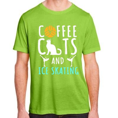 Ice Skating Skater Sport Cat Coffee Lover Adult ChromaSoft Performance T-Shirt