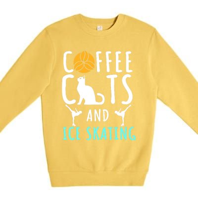 Ice Skating Skater Sport Cat Coffee Lover Premium Crewneck Sweatshirt