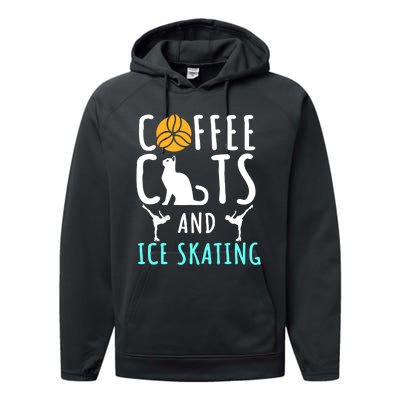 Ice Skating Skater Sport Cat Coffee Lover Performance Fleece Hoodie