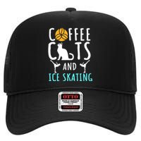 Ice Skating Skater Sport Cat Coffee Lover High Crown Mesh Back Trucker Hat