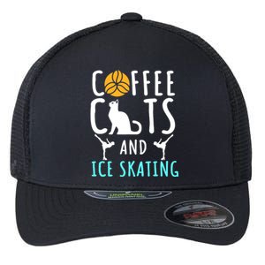 Ice Skating Skater Sport Cat Coffee Lover Flexfit Unipanel Trucker Cap