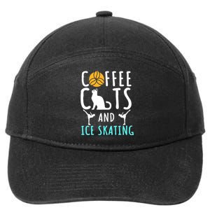 Ice Skating Skater Sport Cat Coffee Lover 7-Panel Snapback Hat