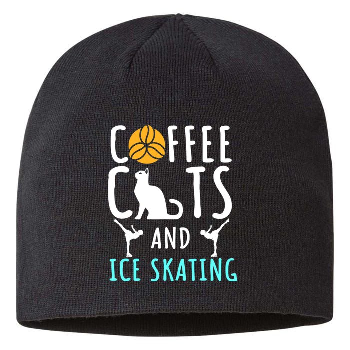 Ice Skating Skater Sport Cat Coffee Lover Sustainable Beanie