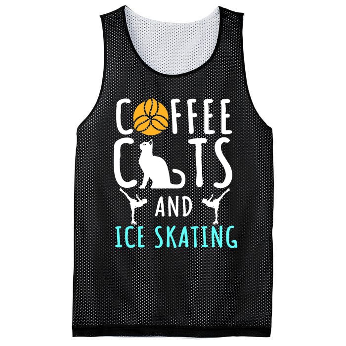 Ice Skating Skater Sport Cat Coffee Lover Mesh Reversible Basketball Jersey Tank