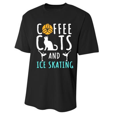 Ice Skating Skater Sport Cat Coffee Lover Performance Sprint T-Shirt