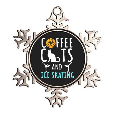 Ice Skating Skater Sport Cat Coffee Lover Metallic Star Ornament