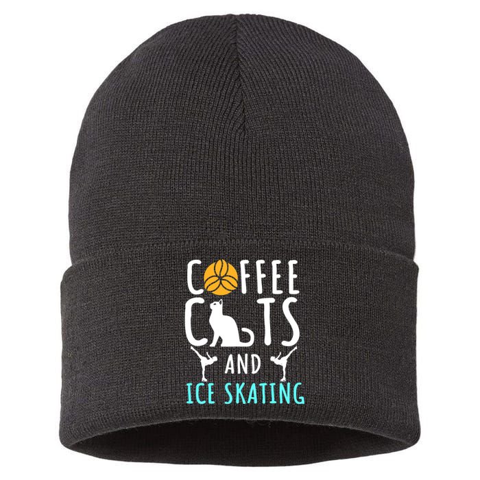 Ice Skating Skater Sport Cat Coffee Lover Sustainable Knit Beanie