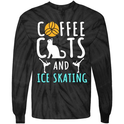 Ice Skating Skater Sport Cat Coffee Lover Tie-Dye Long Sleeve Shirt