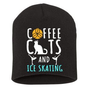 Ice Skating Skater Sport Cat Coffee Lover Short Acrylic Beanie