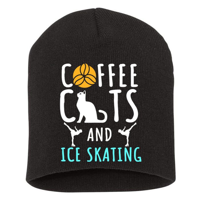 Ice Skating Skater Sport Cat Coffee Lover Short Acrylic Beanie