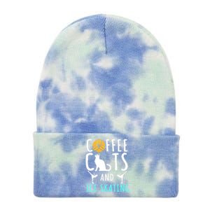 Ice Skating Skater Sport Cat Coffee Lover Tie Dye 12in Knit Beanie