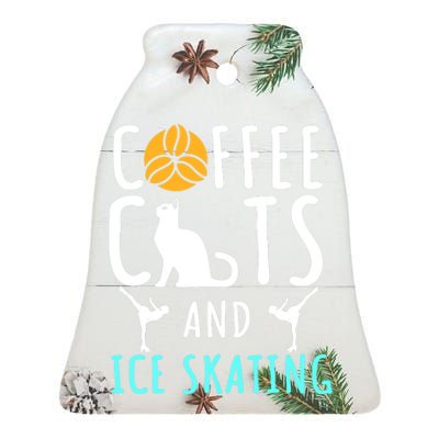 Ice Skating Skater Sport Cat Coffee Lover Ceramic Bell Ornament