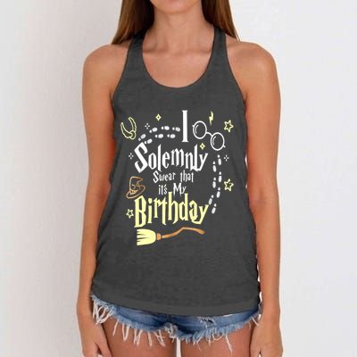 I Solemnly Swear That It's My Birthday Funny Women's Knotted Racerback Tank