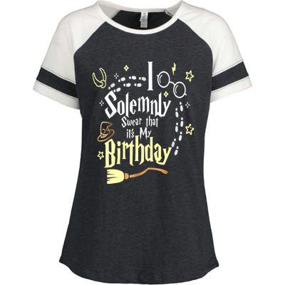 I Solemnly Swear That It's My Birthday Funny Enza Ladies Jersey Colorblock Tee