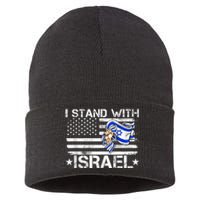 Israel Strong shirt Pray For Israel US Israel Flag Sustainable Knit Beanie