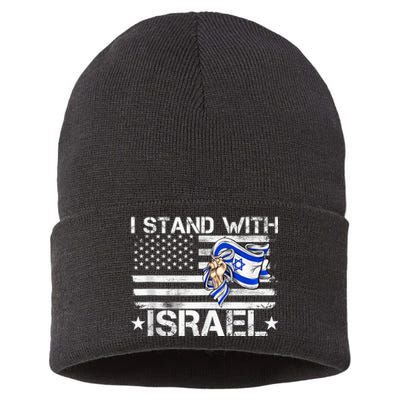 Israel Strong shirt Pray For Israel US Israel Flag Sustainable Knit Beanie