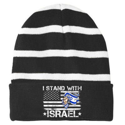 Israel Strong shirt Pray For Israel US Israel Flag Striped Beanie with Solid Band