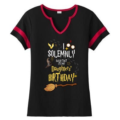 I Solemnly Swear That It's My Daughters' Birthday Ladies Halftime Notch Neck Tee