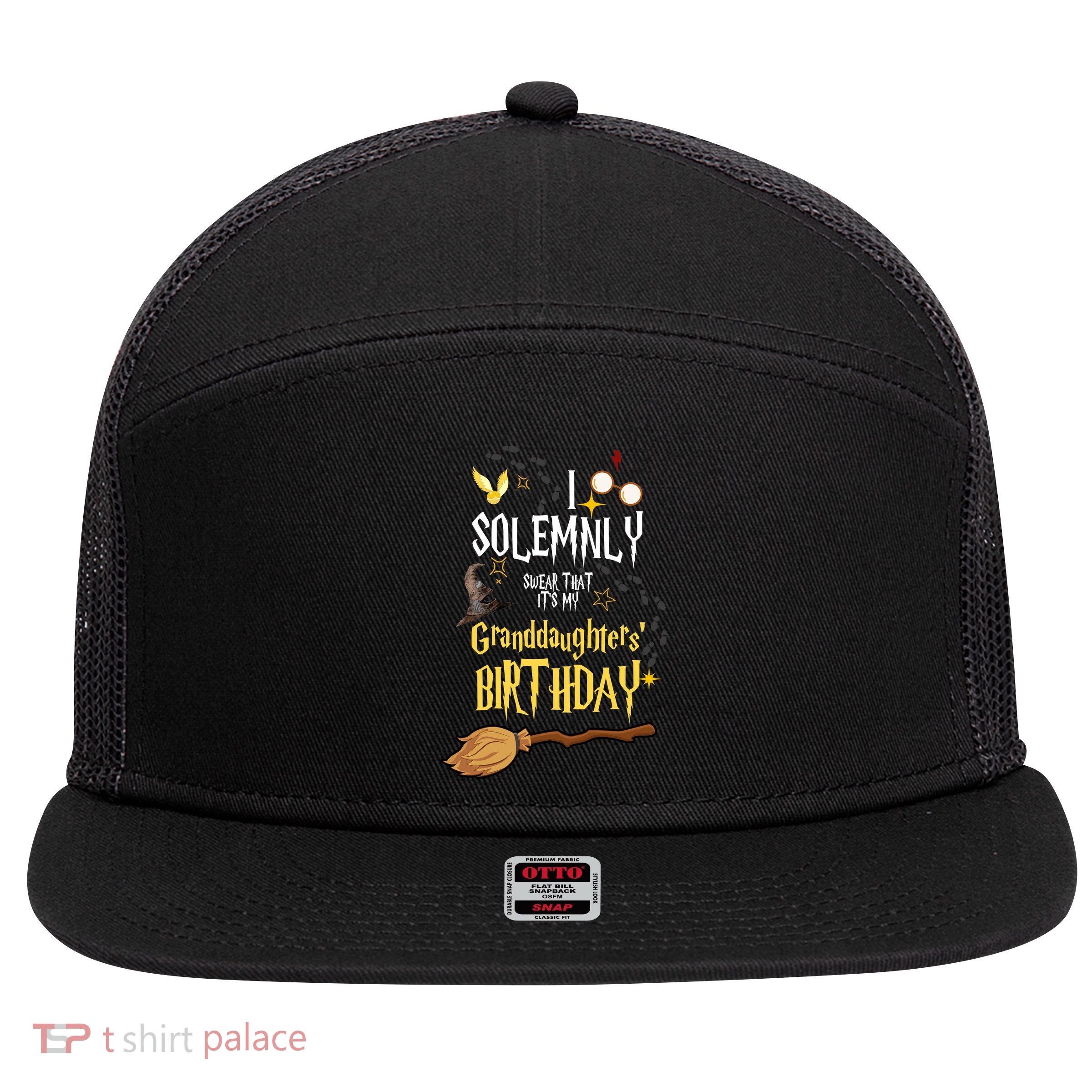 I Solemnly Swear That It's My Granddaughters' Birthday 7 Panel Mesh Trucker Snapback Hat