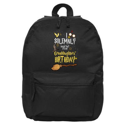 I Solemnly Swear That It's My Granddaughters' Birthday 16 in Basic Backpack
