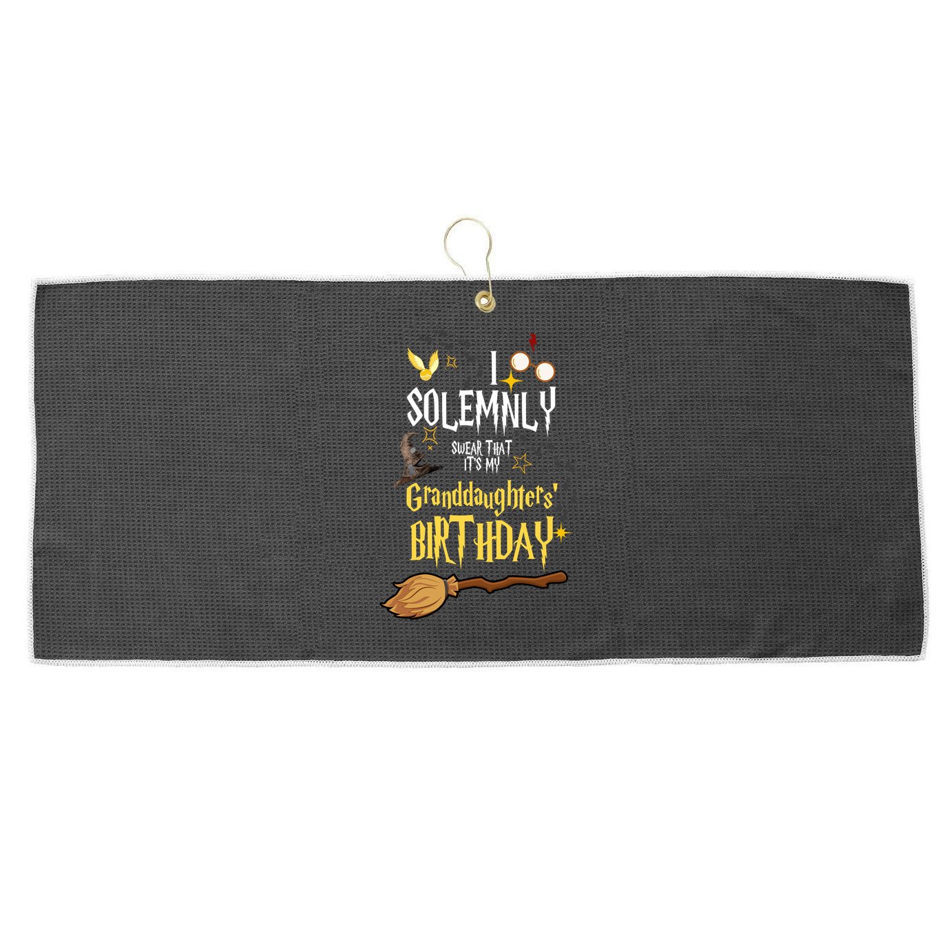 I Solemnly Swear That It's My Granddaughters' Birthday Large Microfiber Waffle Golf Towel
