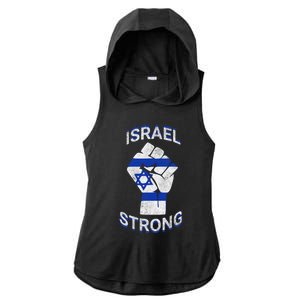 Israel Strong Support Stand With Israel Love Jewish Pride Ladies PosiCharge Tri-Blend Wicking Draft Hoodie Tank