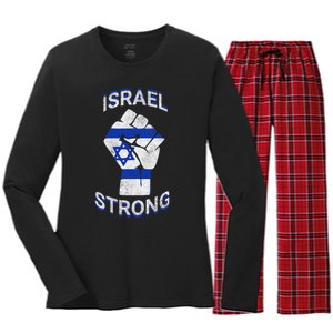 Israel Strong Support Stand With Israel Love Jewish Pride Women's Long Sleeve Flannel Pajama Set 