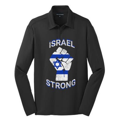 Israel Strong Support Stand With Israel Love Jewish Pride Silk Touch Performance Long Sleeve Polo