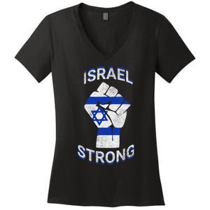 Israel Strong Support Stand With Israel Love Jewish Pride Women's V-Neck T-Shirt