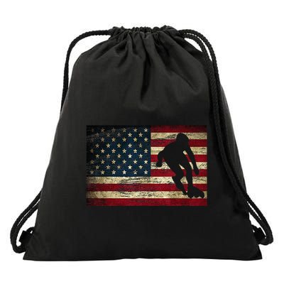 Inline Speed Skating American Flag Roller Blading Drawstring Bag