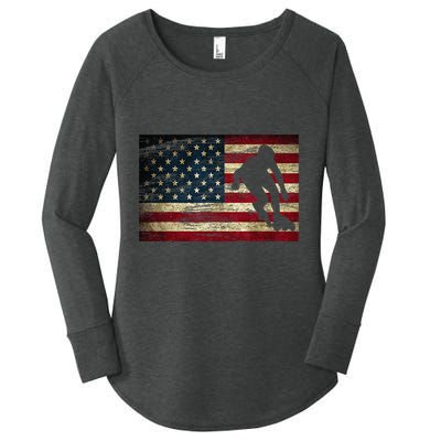 Inline Speed Skating American Flag Roller Blading Women's Perfect Tri Tunic Long Sleeve Shirt
