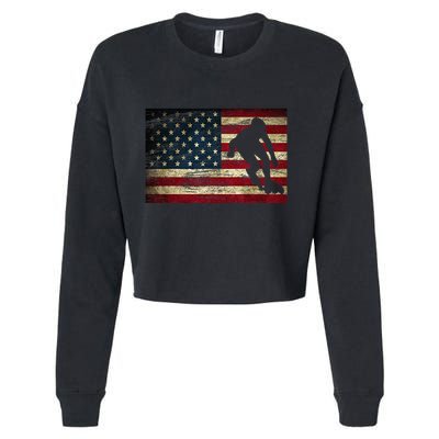 Inline Speed Skating American Flag Roller Blading Cropped Pullover Crew